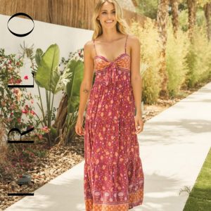 Merlot print Maxi dress